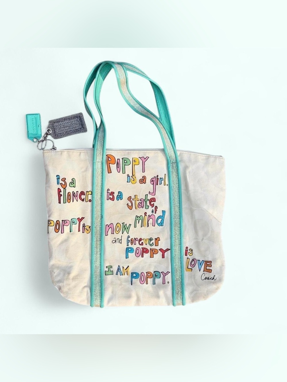 RARE Vintage Coach Poppy Is A Girl Canvas Graffiti Glam Tote Bag 2010